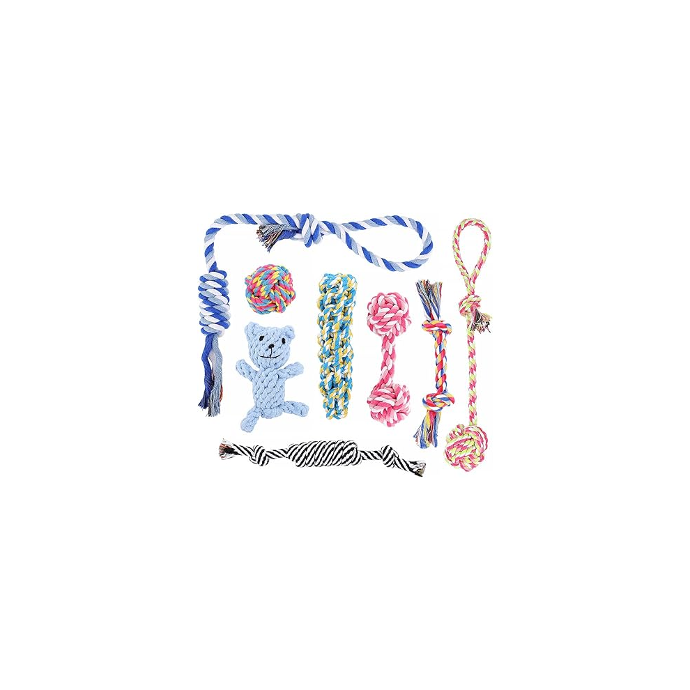 PLUTUS PET Dog Chew Toys for Aggressive Chewers, 8 pack Interactive Rope Toys, Washable Cotton, Teething Toys for Puppi