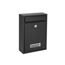 Letter Box, Lockable Wall-Mounted Mailbox, Galvanised Steel, Large Capacity, Black 26.2 x 35 cm/10.3 x 14 in