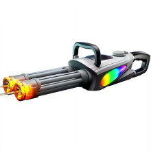 Electric Water Gun with Rotating Barrel, Modular Battery, LED Light, Dual Output, External Bottle Compatible, Outdoor Toy