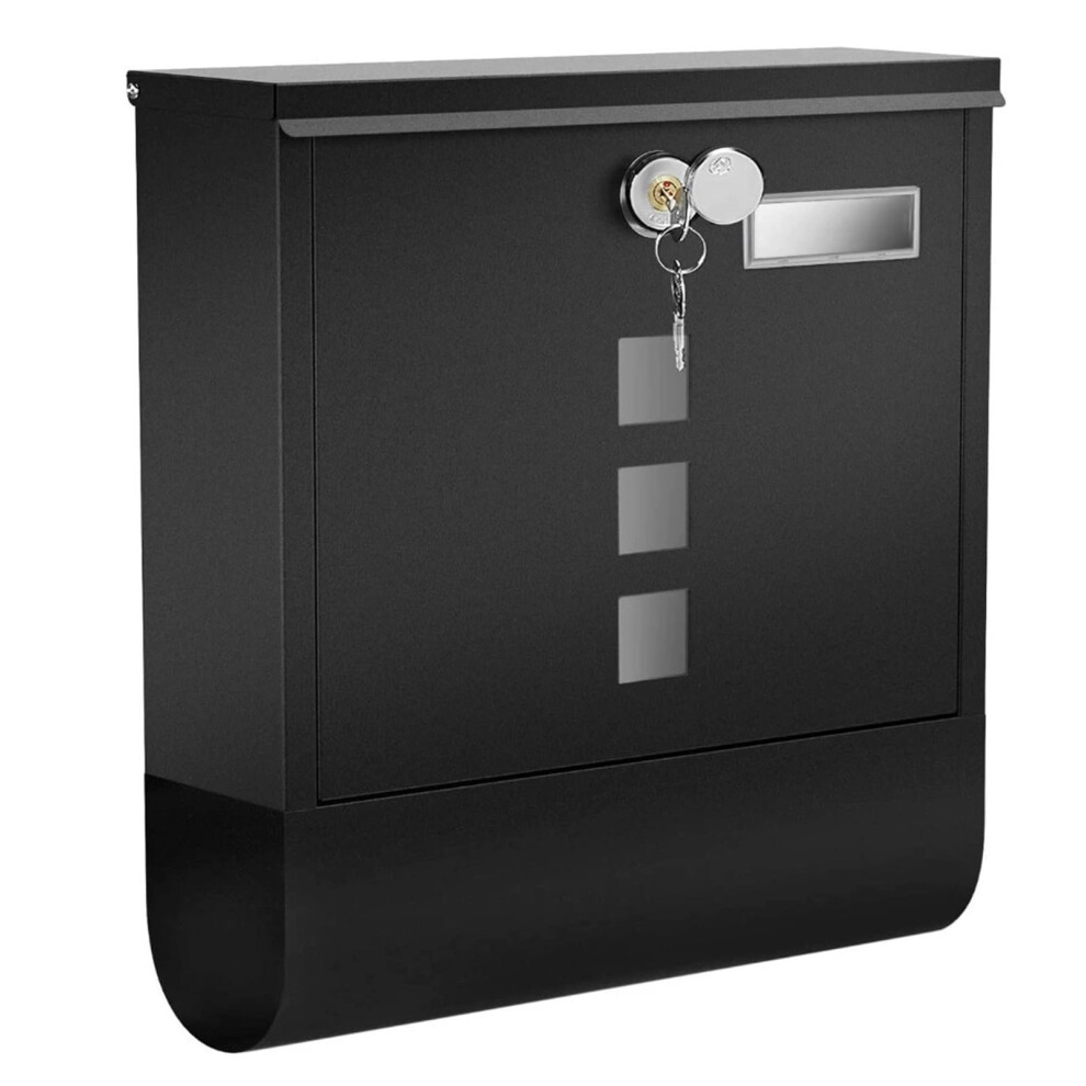 Letter Box With Compartments For Newspapers And Magazines, Wall Mounted Mailbox With Key Lock, Large Capacity Black Design 6482260048512