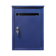 Wall Mounted Letterbox with Lock, Large Rustproof Metal Postbox for Outdoor Use, 26 x 10 x 36 cm, Blue