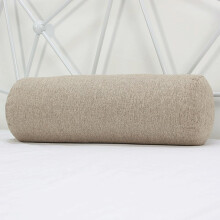 Round Roll Cylinder Neck Pillow, Breathable Linen Support Pillow, Removable Cover, Size 6x18 Inch, Color Camel