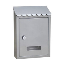 Lockable Metal Mailbox for Outdoor Use, Wall-Mounted Design with Key, 21x6.5x30cm Silver Finish