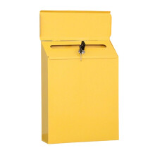 Wall Mounted Letterbox with Key Lock - Outdoor Yellow Mailbox for Parcels and Wedding Post, Home Office Porch Use