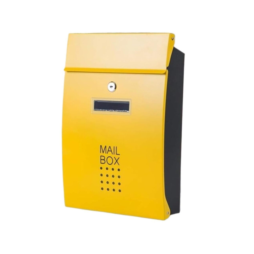 Wall-Mounted Mailbox For Outdoor Use, Secure Locking Villa Letterbox, Yellow 25.5X8.5x37.5cm 6482260049328