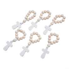 Wooden Rosary Set 6 Pieces Compact Portable Cross Pendant for Easter Christening Decoration Natural Material