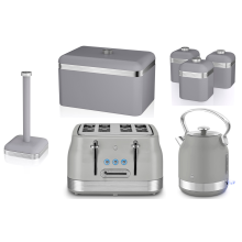 Swan Retro Revive Grey Stovetop Kettle Toaster & Kitchen Storage Set