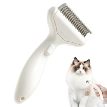 Pet Deshedding Comb for Cats and Dogs, Metal Dematting Comb with Curved Widened Blades for Effective Detangling and Grooming
