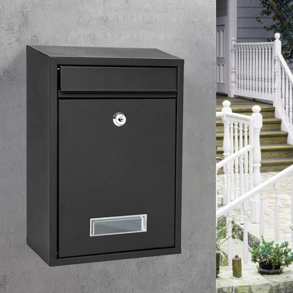 Wall-Mounted Waterproof Mailbox With Lock - Black Newspaper Holder, Outdoor Post Box, Size 26.2X8.3x35cm 6947110549521