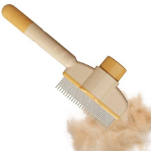 Dog Comb Hair Removal Self-Cleaning Brush for Dogs and Cats | Multifunctional Detangling Tool for Shedding and Grooming Yellow
