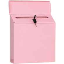 Lockable Wall Mounted Mailbox - Pink Metal Mailbox for Envelopes and Paperwork, Unique Home and Rural Decor