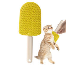 Advanced Cat Grooming Tool, Soft De-Shedding Brush with Slip-Resistant Ice Cream Gel, Yellow