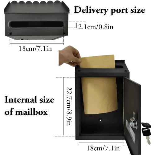 Creative Wall-Mounted Mailbox with Lock, European Style White Mailbox with Window, Home Decoration, Practical Design 1