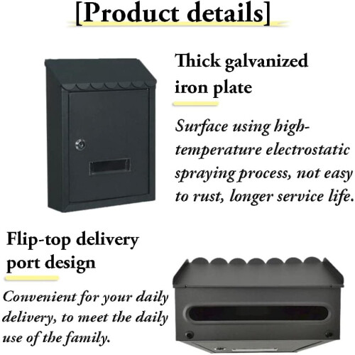 Creative Wall-Mounted Mailbox with Lock, European Style White Mailbox with Window, Home Decoration, Practical Design 2