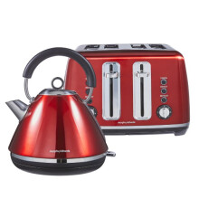 Morphy Richards Accents Red Kettle & 4 Slice Toaster Bundle Set