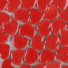 Mosaic Tiles 100g Ceramic Heart-Shaped Mosaic Tiles for DIY Crafts, Art Projects, Home Wall Decor - Thin Red Color