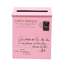 Vintage Style Zinc Plated Post Box Newspaper Holder Pink Rose Design Weatherproof Wall-Mounted Mailbox