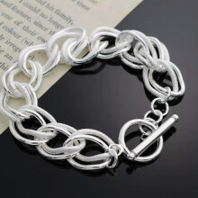925 Sterling Silver Thick Sandy Circle Unisex Chain Bracelet 8 Inch YH290 Durable Fashion Jewelry