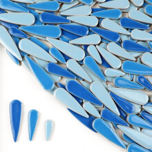 Mosaiksteine Zum Basteln 100g Wassertropfen-Keramikfliesen DIY Porzellan Regentropfenform 3 Größen Blau Mix 1