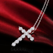 925 Sterling Silver Zircon Cross Pendant Necklace for Women 18 Inch Chain LN012 Default Model