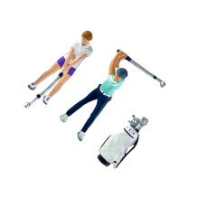 3 Pieces 1/64 People Figures with Golf Bag Model Movie Props Miniature