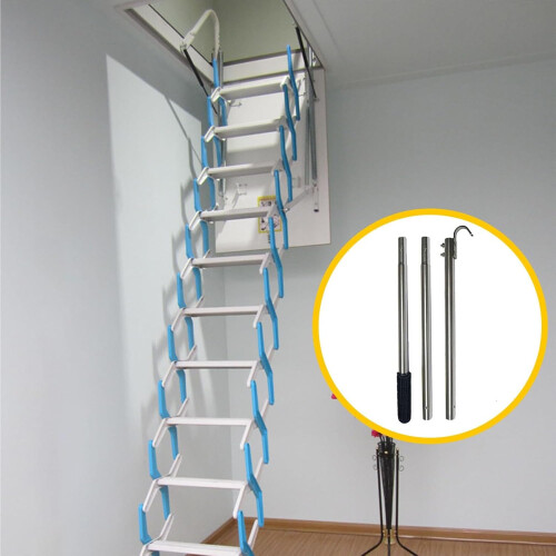 Loft Ladder Pull Out System - Spliced Loft Pull Hook Set, Adjustable Loft Pull Bar for Home and Business Use 1