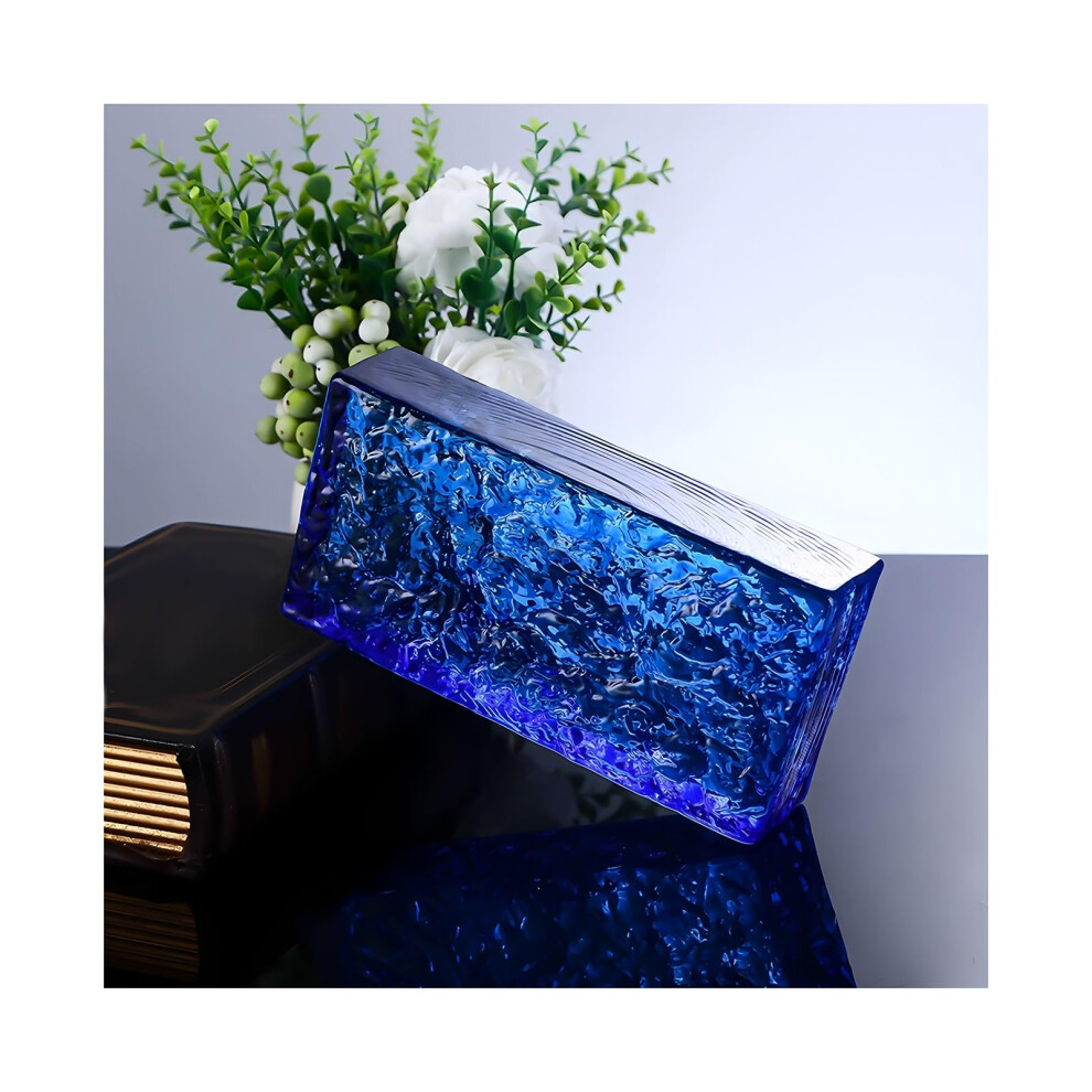 Rectangular Crystal Blocks - Clear Glass Block, Multicolored, 19.8x9.9x4.8 cm, Blue Privacy Screen, Heat & Sound Insulation-image-OPC-PK2KCKF-NEW