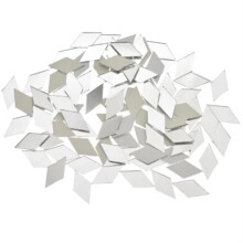 Mosaic Stones for Crafts 100 Pieces Diamond Shape Glass Mirror Tiles White Handmade Accessories for Home Wall Decoration