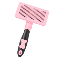 Pet Grooming Comb Self-Cleaning Brush for Shedding Soft Hair Remover for Small Animals All Coat Types Pink