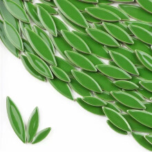 Mosaic Tiles for Crafting 200g 7oz Ceramic Petal Mosaic Pieces DIY Porcelain Leaf Tiles Green 3 Sizes Mix 4mm Thickness