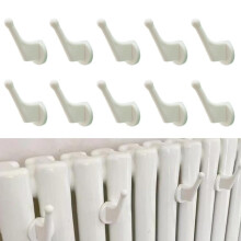 Towel Radiator Hooks, White Plastic Brackets, Strong Load Capacity, Non-Slip, Heat Resistant, 40 x 65 mm, Pack of 10