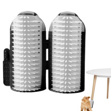 Cat Corner Scratch Wall Mounted Cat Brush - Soft Black Grooming Tool for Long and Short Hair Cats and Dogs