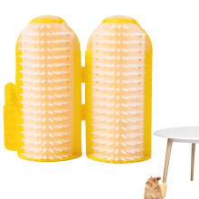 Cat Wall Brush Corner Brush for Cats with Catnip, Soft Massage Comb for Long and Short Hair, Yellow