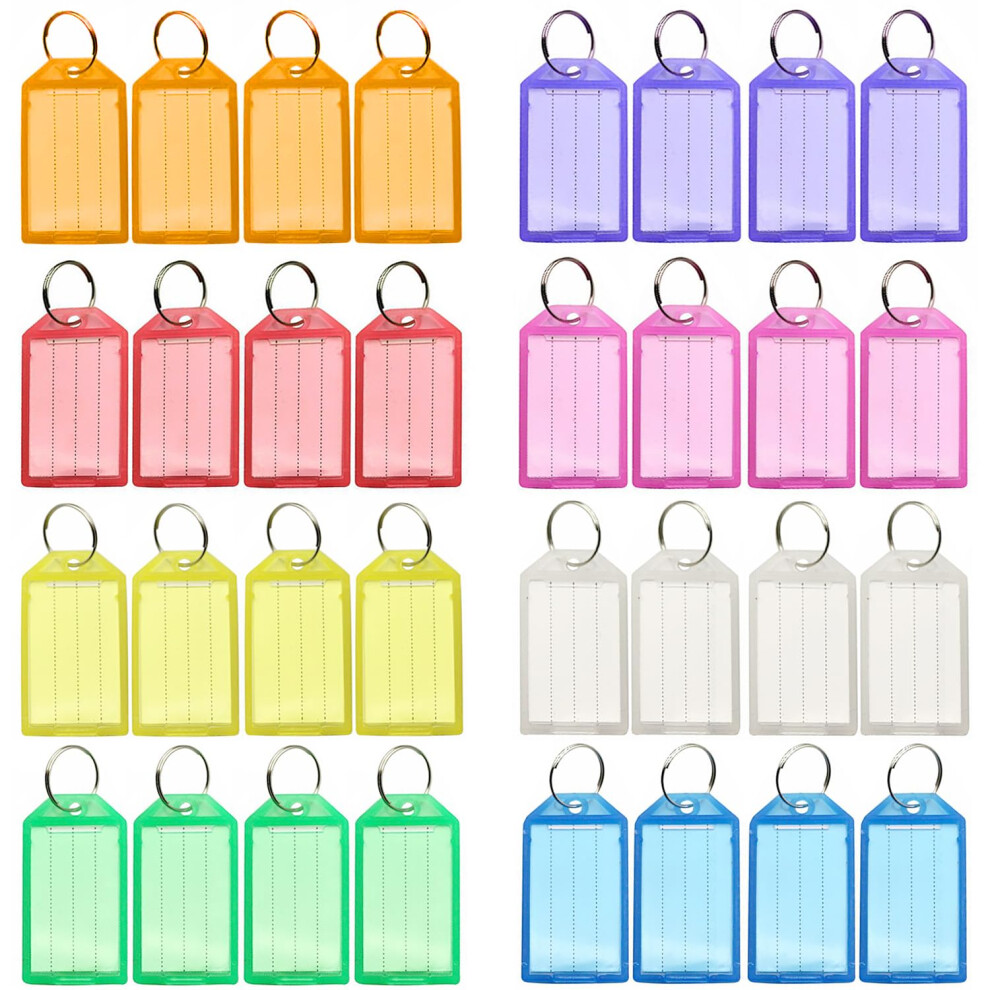 Key Fobs Pack Of 32, Plastic Key Tags With Labels For Marking Keys, Suitcases, And Pets In 8 Colors 6947110554266
