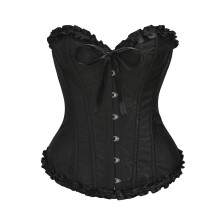 Damen Korselett Mehrfarbiges Spitzen-Korsett-Oberteil Schwarz L, Enges Bauch-Halte-Mieder mit Gummiknochen, Sexy Körperformend
