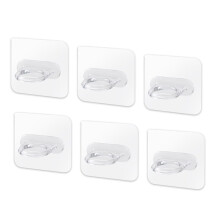Wall Scarf Hangers Self-Adhesive Plastic Hooks 2 kg Capacity Transparent Clothes Holder Pack of 6 for Kitchen Storage