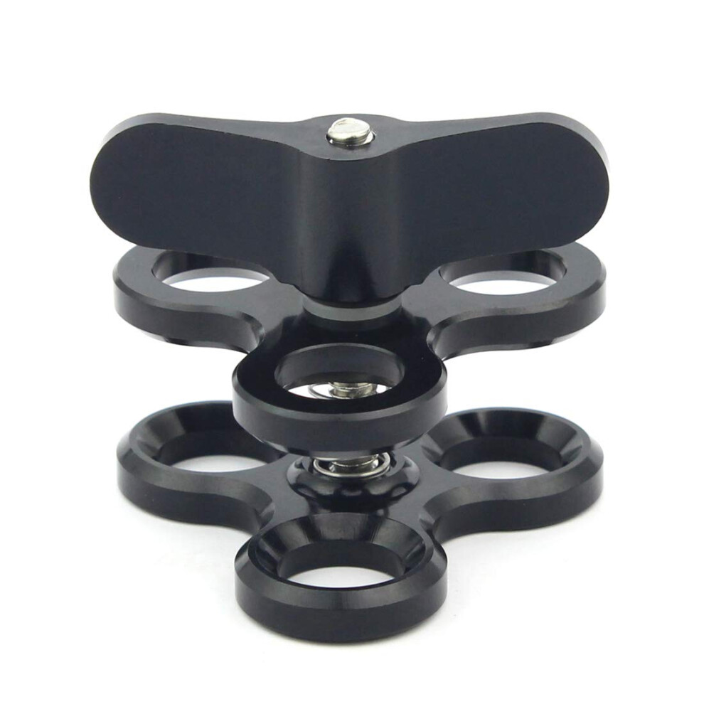 Triple Ball Clamp 3 Holes Underwater Arm Diving Bracket For Photography Accessories, Butterfly Clip Clamp Black 6947110554563