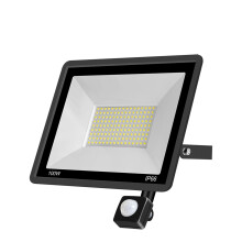 LED Floodlight with IP66 Waterproof Rating, 100W Cold White Outdoor Spotlight with PIR Motion Sensor for Garden Lighting