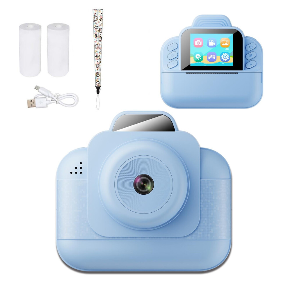 Instant Print Camera for Children, 2.4 Inch Screen Digital Camera for Kids Aged 3-12, Blue Black and White Photo Toy-image-OPC-PK2KKXV-NEW