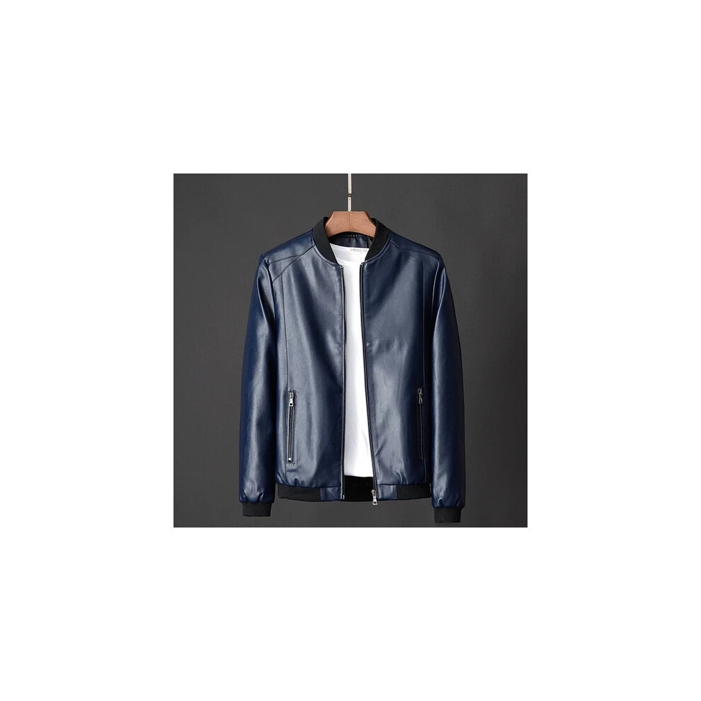 (Navy Blue, UK 4XL=Tag 5XL) Winter Leather Fashion Coat Men Bomber Motorcycle PU Jacket Causal Zipper-image-OPC-PK2KP7V-NEW