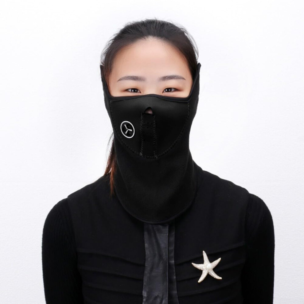 Windproof Fleece Scarf For Outdoor Adventure, Soft Dustproof Black, Warm Neck Gaiter For Winter Sports, Unisex Design 6482260056517
