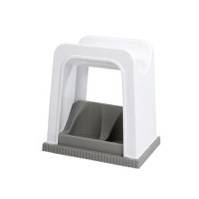 Portable Plastic Footstool, Multifunctional Shoe Changing Ottoman, Non-Slip Footrest for Living Room and Office, White