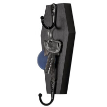 Coffin Hook Wall Key Holder Black Wooden Towel Hook Scary Gothic Decor for Keys Cups Towels and Clothes