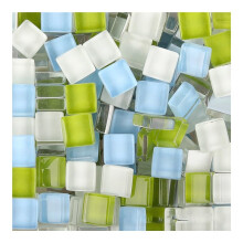 Mosaic Tiles Pack of 100, 1 x 1 cm Glass Granules for Kids Art Projects, Handmade DIY Craft Materials in Forest Color