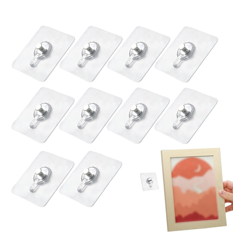 Strong Adhesive Hooks Pack Of 10, Waterproof Oil-Resistant Kitchen Hangers, No Drill Picture Hangers For Bathroom And Shower 6482260057309