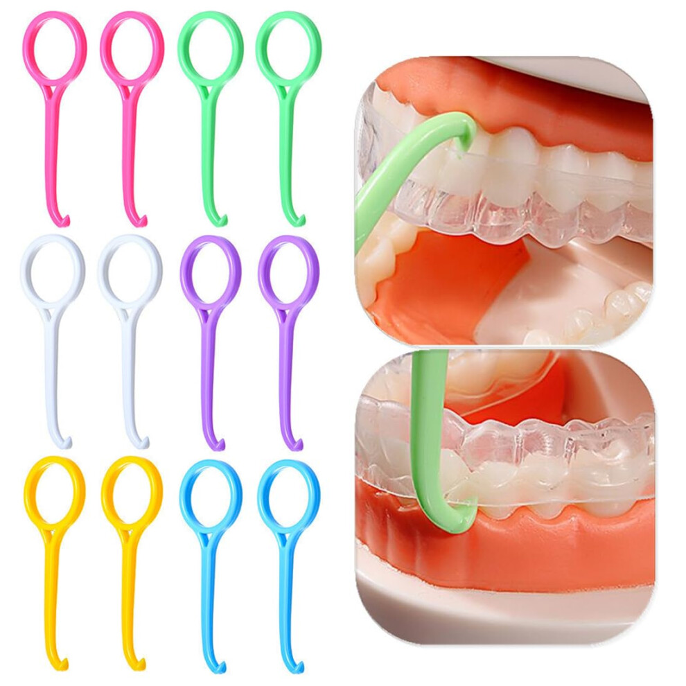Aligner Removal Tool for Invisible Braces - 12 Pack Orthodontic Extractor for Adult Teeth Cleaning, Colorful Braces Removal Tool