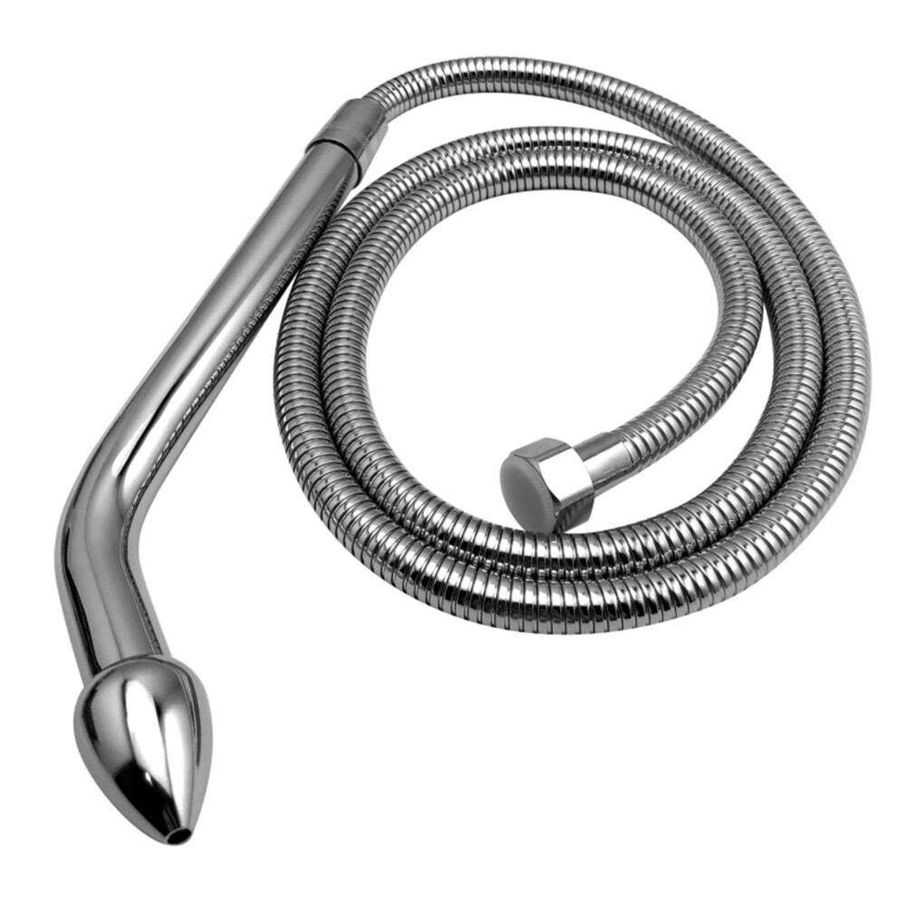 Intimate Shower Connection Stainless Steel Vaginal Shower Head and Hose Bidet Enema Syringe Nozzle Accessory Set for Men and Women