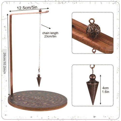 Pendulum Board Set with Stones Holder, Divination Board for Meditation, Witchcraft Tools, Style 1 1