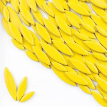 DIY Mosaic Kit Ceramic Petal Tiles 85g/3oz Yellow Porcelain Leaf Mosaic Stones 4mm Thick Mixed Sizes