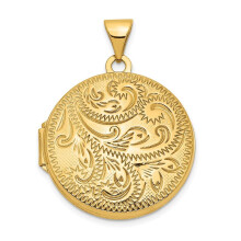 Handcrafted 14ct Gold 20mm Engraved Round Locket for Personalized Jewelry Collection